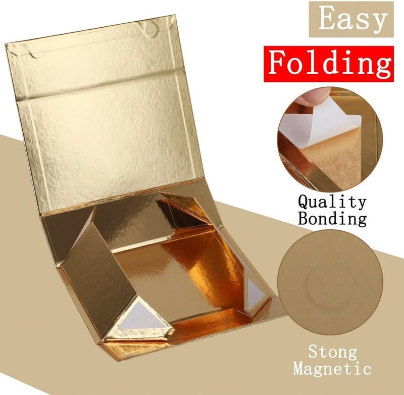 UoeRing 6 Pack Gold Gift Box 11.5x8x4 inch Luxury Gift Box for Presents with Magnetic Lid Collapsible,Bridesmaid Proposal,Contains Card, Ribbon, Tissue Paper,Shredded Paper Fille - Image 4